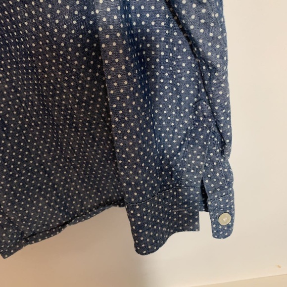 old Navy Blouse Blue Chambray White Polka Dot  XS. - Picture 5 of 8